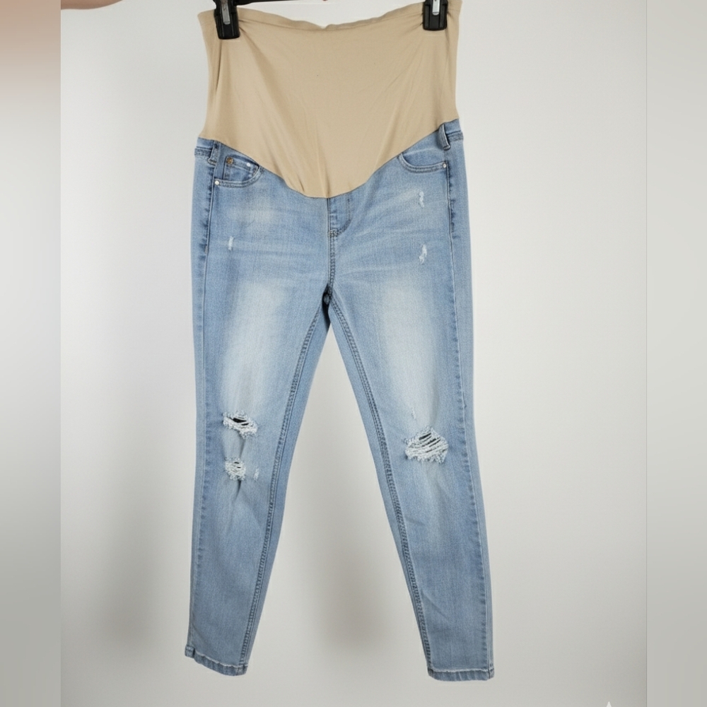 Liz Lange Maternity Light Blue Distressed Skinny Jeans